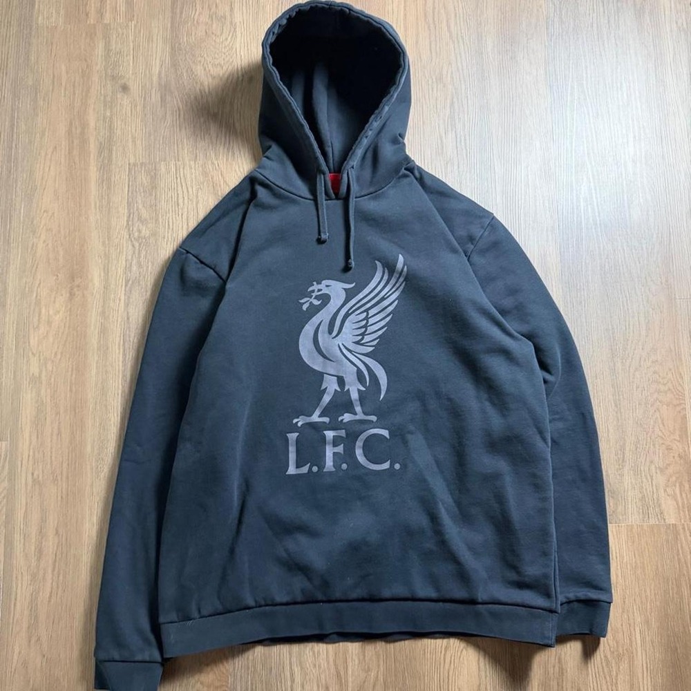Liverpool FC Premier League Soccer Classic Logo Hoodie Black Mens 2XL
